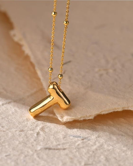 LUCA SMITH Initial Necklaces for Women, Dainty Balloon Bubble Letter, Name Letter Alphabet Pendant Layered Choker Chain Jewelry Gift