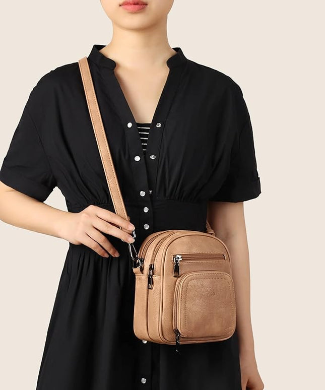 FADEON Small Purses for Women Crossbody Bags, Designer PU Leather Mini Cross Body Purse Travel Shoulder Bag Card Slots