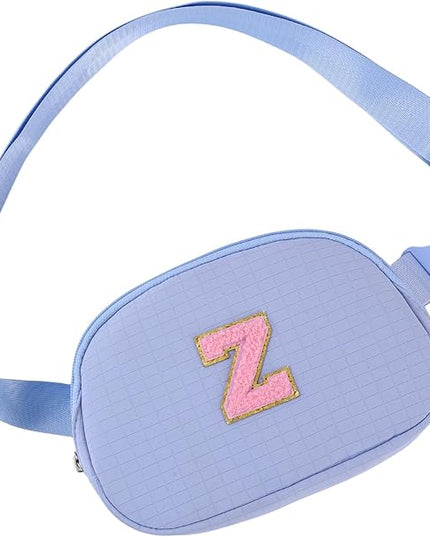 Glratn Initial Letter Fanny Pack for Girls,Patch Belt Bag,Toddler Crossbody Bags，Gifts for 3 4 5 6 7 8 9 10 11 12 Year Old Teens Kids,Christmas Graduation Gifts for Teen Girls .(Blue-Z)