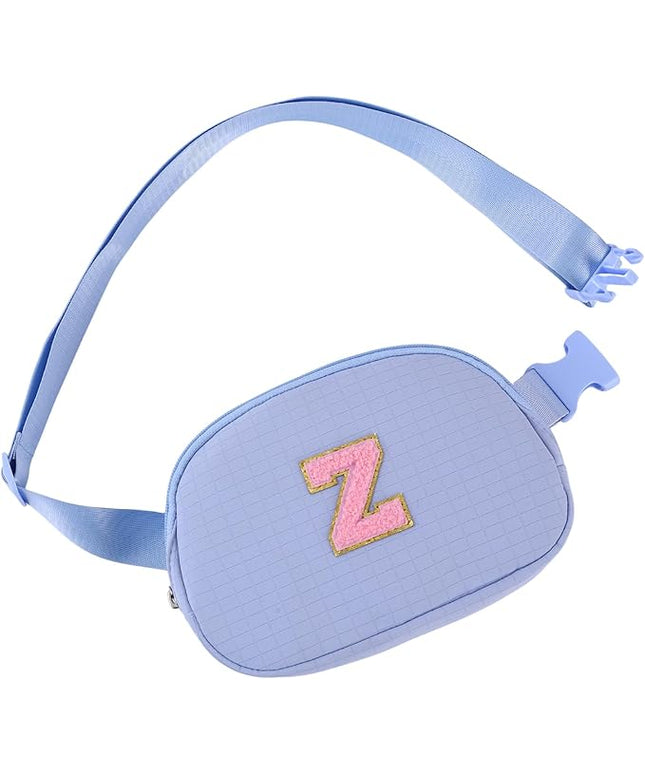 Glratn Initial Letter Fanny Pack for Girls,Patch Belt Bag,Toddler Crossbody Bags，Gifts for 3 4 5 6 7 8 9 10 11 12 Year Old Teens Kids,Christmas Graduation Gifts for Teen Girls .(Blue-Z)
