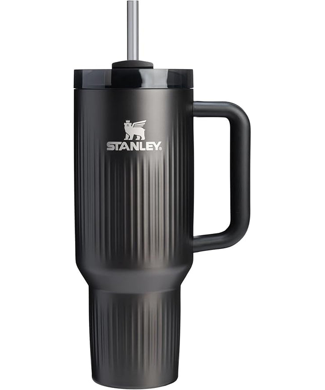 STANLEY Quencher H2.0 Tumbler with Handle and Straw 40 oz | Flowstate 3-Position Lid | Cup Holder Compatible for Travel | Insulated Stainless Steel Cup | BPA-Free | Fluted Black