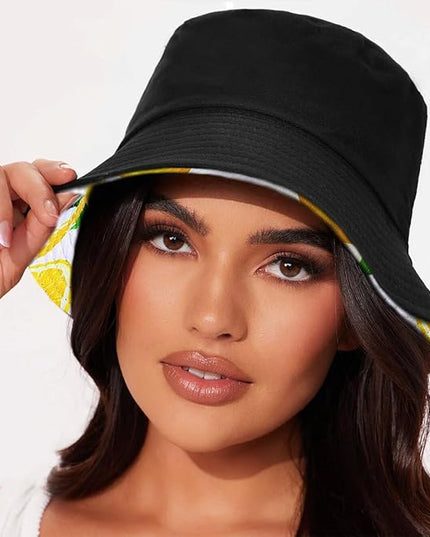 Malaxlx Unisex Bucket Hat Beach Sun Hat Aesthetic Fishing Hat for Men Women Teens, Reversible Double-Side-Wear