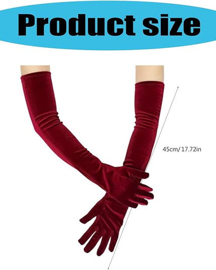 Vintage Extra Long Gloves Ladies Stretchy Evening Wear Red Costume Accessories Women's Special Occasion Gloves