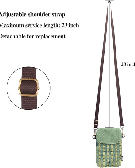 Women's Small Crossbody Bags Canvas Cellphone Purse Coin Pouch Wallet Mini Shoulder Handbags Wristlet Clutch