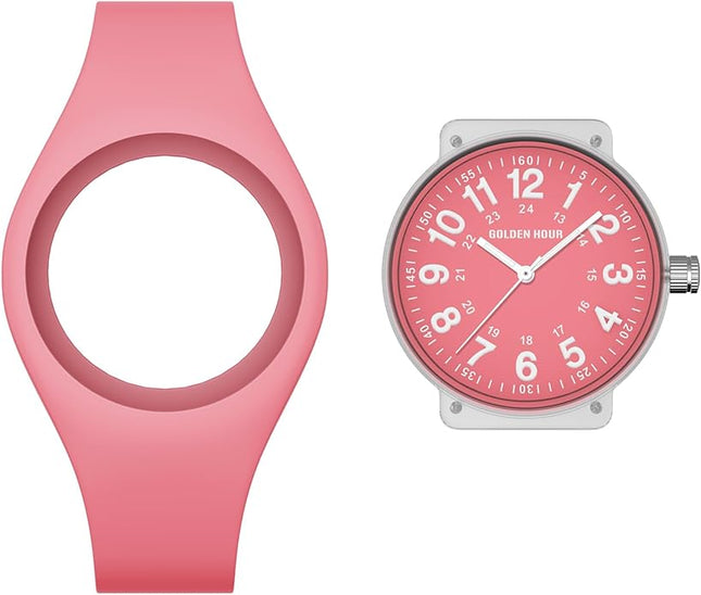 GOLDEN HOUR Waterproof Sports Analog Unisex Watches for Nurse Medical Professionals, Students - Military Time Glowing Easy to Read Dial, Jelly Silicone Strap