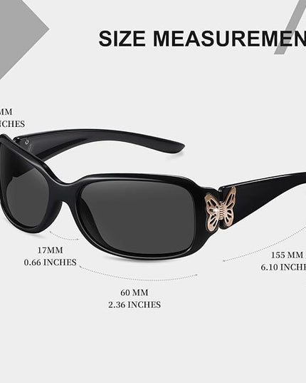 HAOLOTA Women's Polarized Sunglasses - Fashionable Wraparound Butterfly Design with UV400 Protection