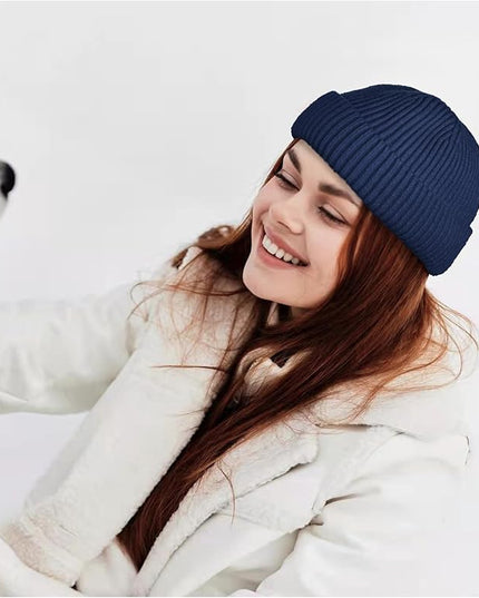ROYBENS Wool Fisherman Beanie for Men Women, Knit Cuffed Fleece Lined Beanies Winter Warm Hat Skull Cap Unisex