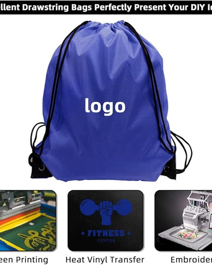 GoodtoU Drawstring Backpack Bulk, 100 Pcs Draw String Bags Cinch Bag Gym Sackpack for Women Men, Blue