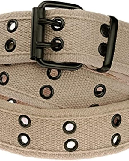 moonsix Canvas Web Belts for Men,Solid Color Casual Double Hole Grommet Belt