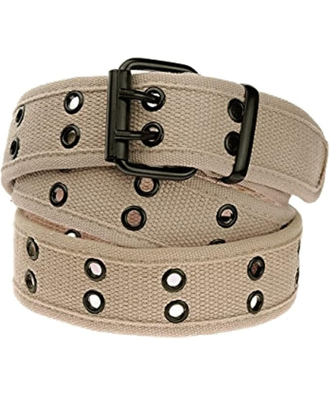 moonsix Canvas Web Belts for Men,Solid Color Casual Double Hole Grommet Belt