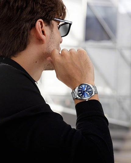 CIVO Analog Wrist Watches for Men: Waterproof Stainless Steel Mens Watches - Silver Watch with Easy Read Dial Men's Watch for Gift