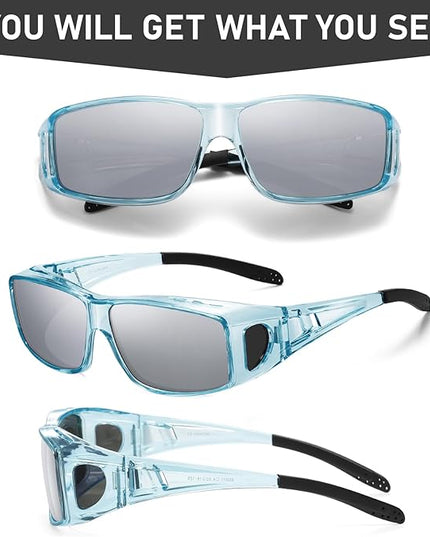 Wzerry Sunglasses Fit Over Glasses Polarized for Men Women, Wrap-Around Glasses UV400 Protection for Driving and Outdoor