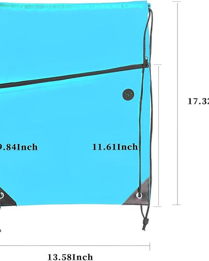 Lightweight Drawstring Backpack with 2 Compartments, Zip Pocket ECO Cinch Bags for Gym Travel, for Men Women (20, Blue)