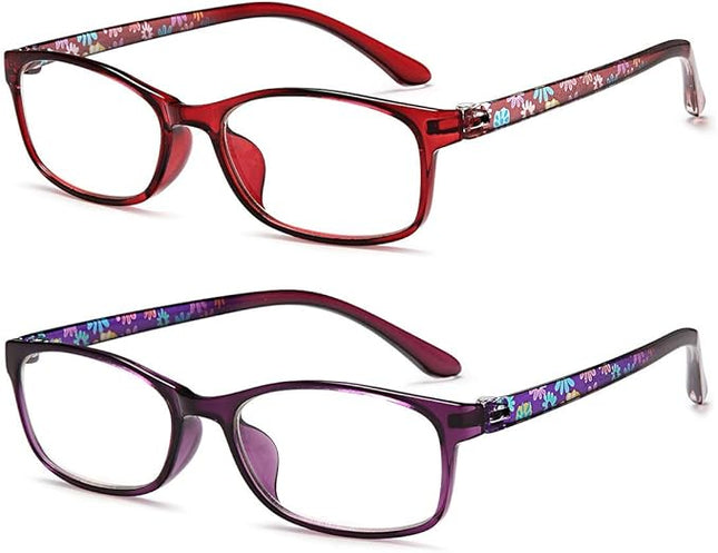 EYEURL Blue Light Blocking Readers for Women - 2 Pack Ladies Computer Reading Glasses +1.0 UV Protection and Best Design Eyeglasses