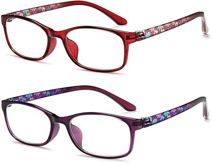 EYEURL Ladies Blue Light Blocking Reading Glasses - 2 Pack Computer Readers for Womens +2.25 Blue Ray Eyeglasses and Hard Case