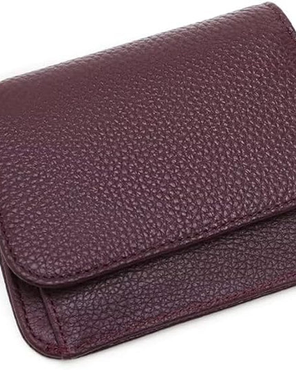 Mudono Small Wallet for Women RFID Blocking Genuine Leather Card Case Slim Tri-Fold Wallet with Zipper Pocket and Keychain