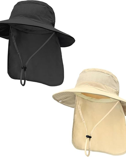 ZOORON Sun Hats for Men Women Fishing Hat with Neck Flap,UPF 50+ Sun Hat Waterproof Wide Brim Bucket Hats for Safari Hiking