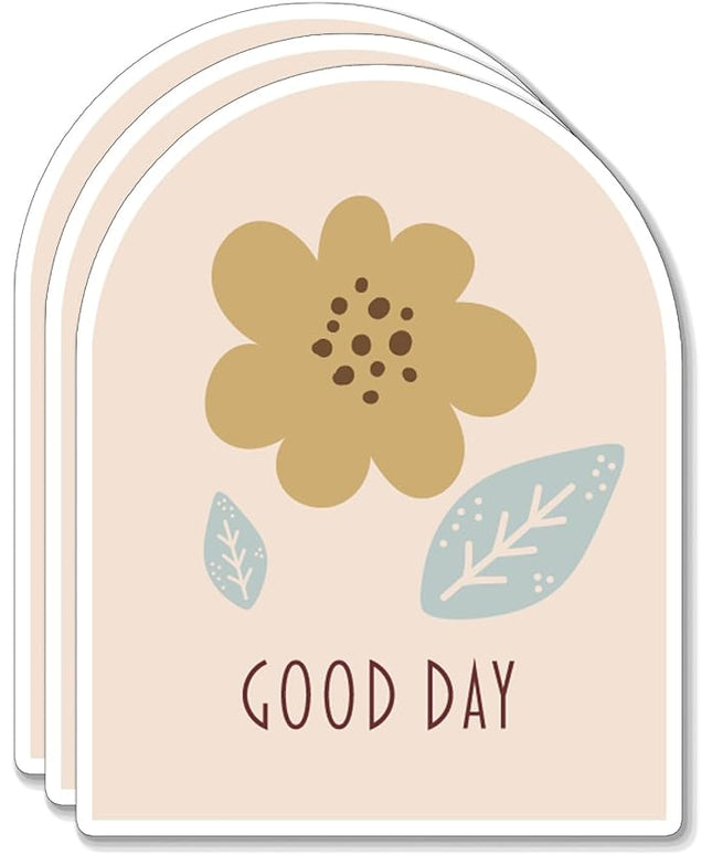 (3PCS) Good Day Flowers Leaves Sticker for Phone Tablet Laptop Car Truck Window | 2" Sticker
