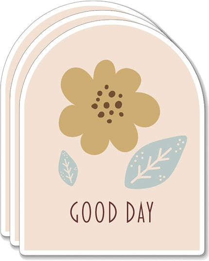 (3PCS) Good Day Flowers Leaves Sticker for Phone Tablet Laptop Car Truck Window | 3" Sticker