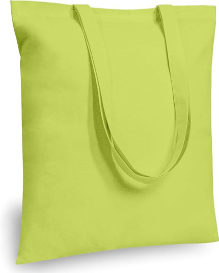 TOPDesign 24-Pack Economical 16"x15" Apple Green Cotton Tote Bag, Lightweight Medium Reusable Grocery Shopping Cloth Bags, Suitable for DIY, Advertising, Promotion, Gift, Activity