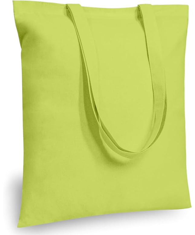 TOPDesign 24-Pack Economical 16"x15" Apple Green Cotton Tote Bag, Lightweight Medium Reusable Grocery Shopping Cloth Bags, Suitable for DIY, Advertising, Promotion, Gift, Activity