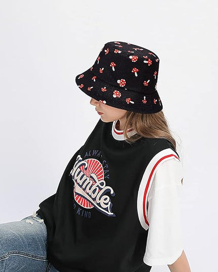 XYIYI Cute Bucket Hat Beach Fisherman Hats for Women, Reversible Double-Side-Wear