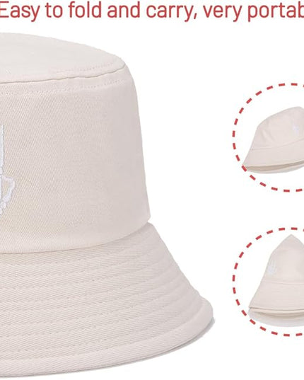 Cotton Bucket Hat for Women Men Summer Travel Sun Beach Bucket Cap, Unisex Outdoor Fisherman Hat