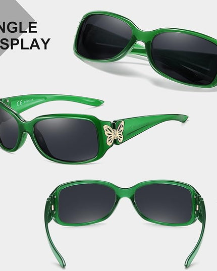 HAOLOTA Women's Polarized Sunglasses - Fashionable Wraparound Butterfly Design with UV400 Protection