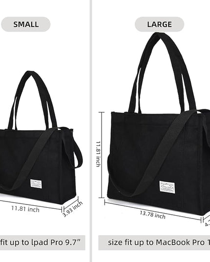 Valleycomfy Corduroy Tote Bag for Women Travel Crossbody Bag Purse Women Shoulder Bags Work Handbags Everyday Hobo Bag