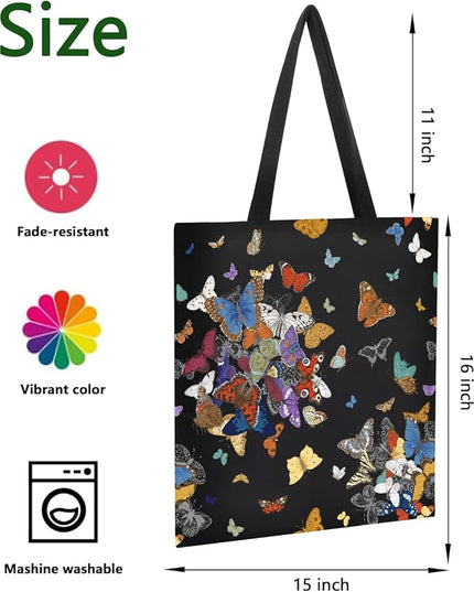 AUSVKAI Canvas Tote Bag Aesthetic for Women, Cute Reusable Cloth Cotton Bags for College Shopping Beach Grocery Trendy Gifts
