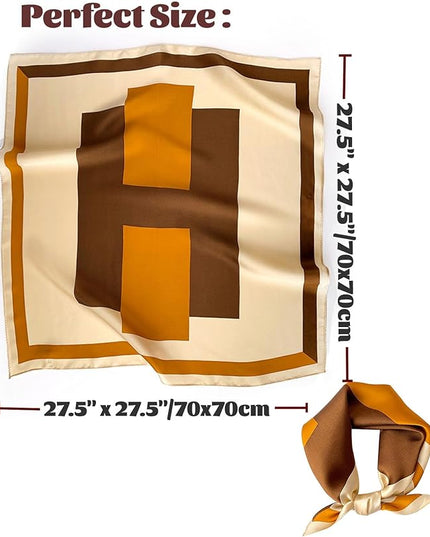 kcctoo 27.5" Mulberry Silk Feeling Head Scarf Women's Fashion Square Neck Satin Scarfs for Bag Hair Scarves Gift