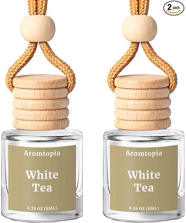 Car Air Freshener Hanging, 2 Pack Car Air Fresheners Diffuser - White Tea Fragrance Oil Air Diffuser for Car, Long Lasting Fragrance Inspired by Shangri-La Hotel