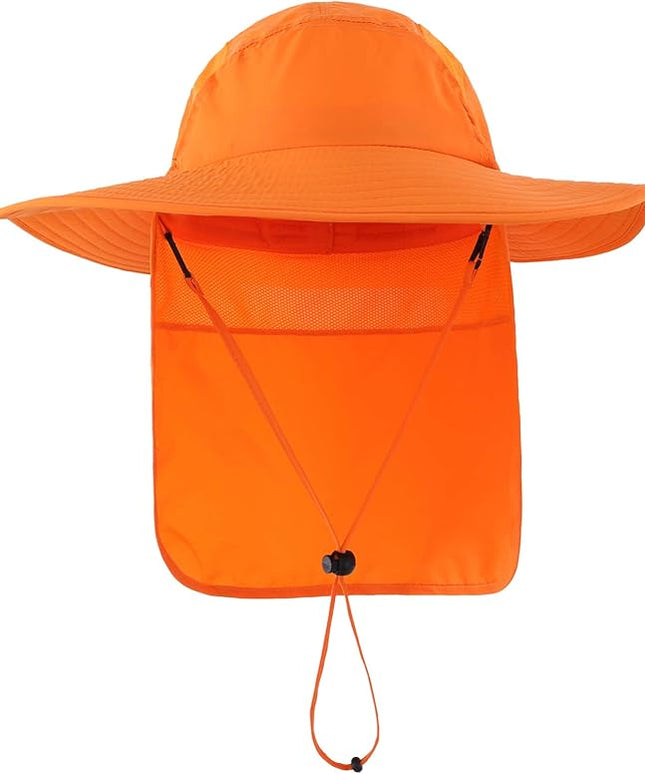 Home Prefer UPF 50+ Mens Wide Brim Fishing Hat with Neck Flap Sun Hat for Men Women Sun Protection Cap
