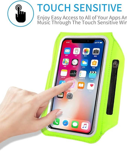 Cell Phone Running Armband with Zipper Pocket Armband Case Running Holder for iPhone 16 Pro Max/15/14 Pro Max/13/12 /11 Pro Max/XS/XR,Galaxy S20 S10,Sweatproof Arm Band with Card/Key Bag