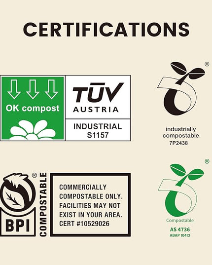 SUPERBIO 1.6 Gallon Handle Tie Compostable Food Scrap Bags For Counter Top Compost Bin, Small Compost Bags, 50 Count, 6 Liter, BPI & OK compost INDUSTRIAL Certified