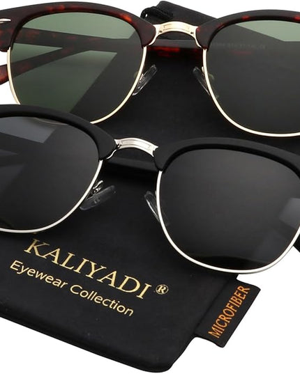 KALIYADI Polarized Sunglasses for Men and Women Semi-Rimless Frame Driving Sun glasses UV Blocking