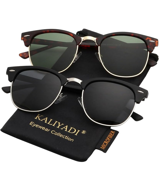 KALIYADI Polarized Sunglasses for Men and Women Semi-Rimless Frame Driving Sun glasses UV Blocking