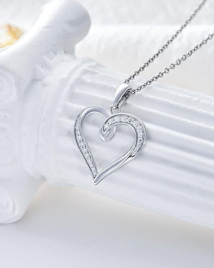 14k Solid Gold Heart Pendant with Moissanite Eternal Love Heart Necklace Jewelry Birthday Anniversary Mothers Day Gifts for Mom Her Wife