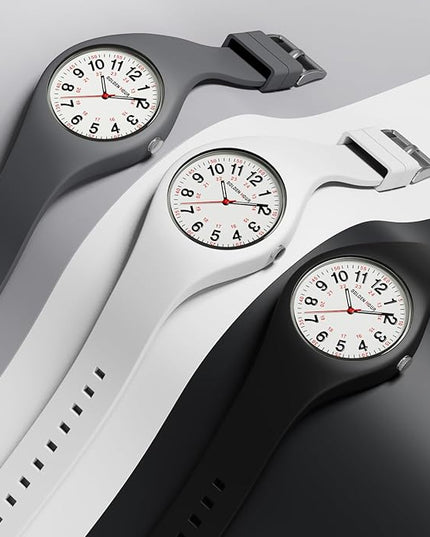GOLDEN HOUR Waterproof Sports Analog Unisex Watches for Nurse Medical Professionals, Students - Military Time Glowing Easy to Read Dial, Jelly Silicone Strap
