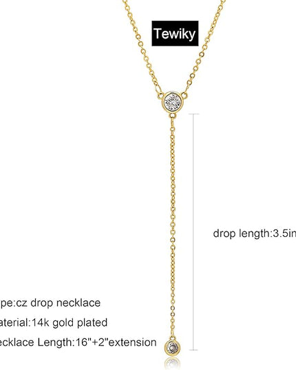 Tewiky Dainty 14k Gold Plated/Silver Cubic Zirconia Necklaces for Women, Simple CZ Jewelry Necklaces Trendy Gifts