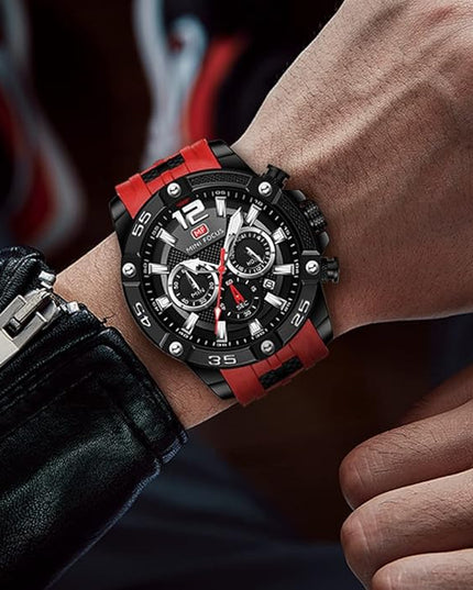 MF MINI FOCUS Men Watches Unique Casual Wrist Watches (Chronograph/Waterproof/Luminous/Calendar/24 Hours) Silicon Band Fashion Watches for Men
