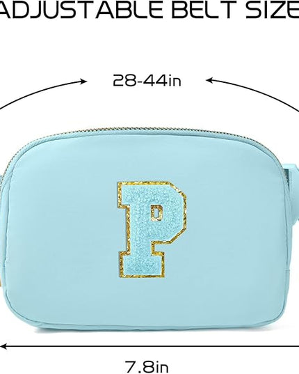 Gitus Gifts for 8 9 10 11 12 Year Old Girls Belt Bag Fanny Pack Crossbody Bags with Initial Letter Patch Cute Stuff Birthday Gifts for Teen Girls Women Personalized Trend Stuff (Icing Blue-P)