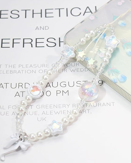 Beaded Camera Wrist Strap, Cute Phone Charms Strap, Pearl Bracelet Wrist Strap, Phone Keychain Decoration for Wallet