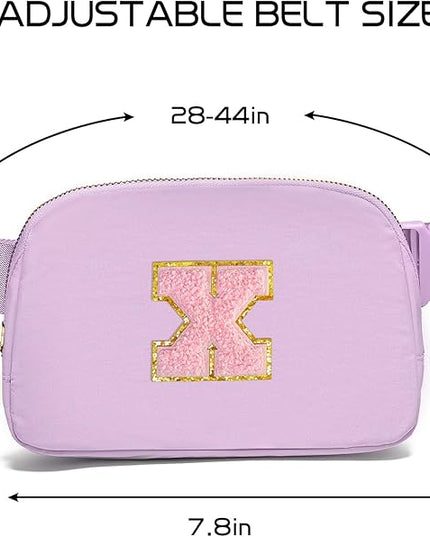 Gitus Initial Belt Bag Fanny Pack Crossbody Bag for Girls Birthday Gifts Age 8-10 Teen Girl Gifts Trend Stuff Personalized Letter Gifts for Daughter Sister (Lavender-X)