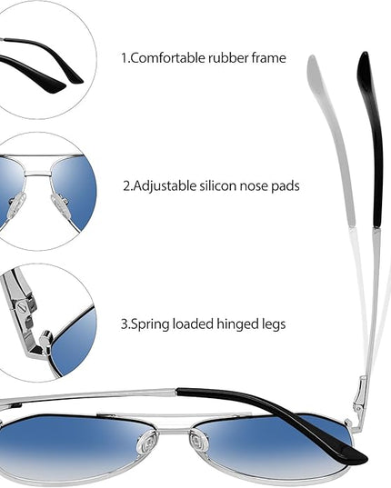 Joopin Polarized Metal Aviation Sunglasses Men, Classic Military Sun Glasses Women, Rectangle Shades UV400 Protection Costume