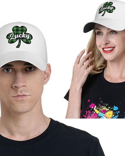 St. Patrick's Day Lucky Shamrock Hat Adjustable Irish Green Clover Baseball Cap Trucker Hat for Men Women