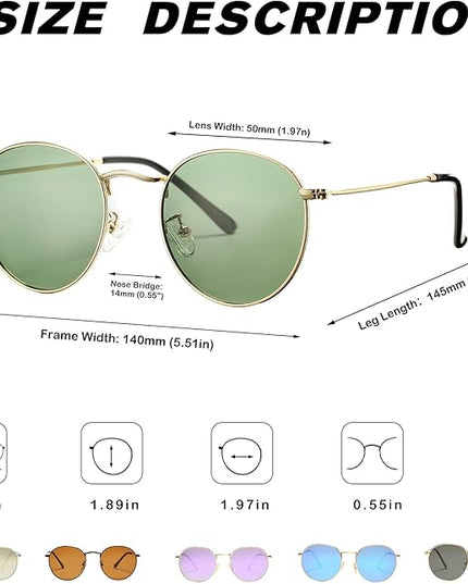 Pro Acme Small Round Metal Polarized Sunglasses for Women Retro Designer Style