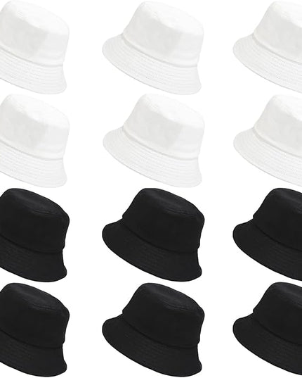 Wheebo 12 Pieces Bucket Hats for Women Summer Beach Fishmen Hat for Lady Adult Unisex Cotton Cap