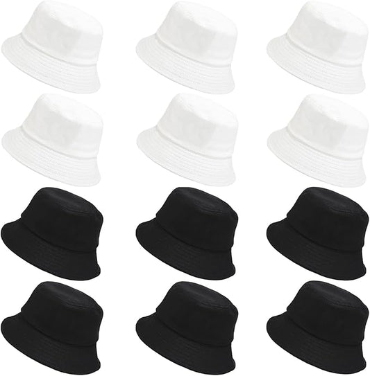 Wheebo 12 Pieces Bucket Hats for Women Summer Beach Fishmen Hat for Lady Adult Unisex Cotton Cap