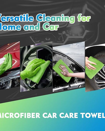 HOMEXCEL Green Microfiber Cleaning Cloth 20 Pack 11.5 x 11.5 Inch Microfiber Towels for Cars Ultra Absorbent Cleaning Rags Lint Free Cleaning Towels for Household Kitchen, Window Car